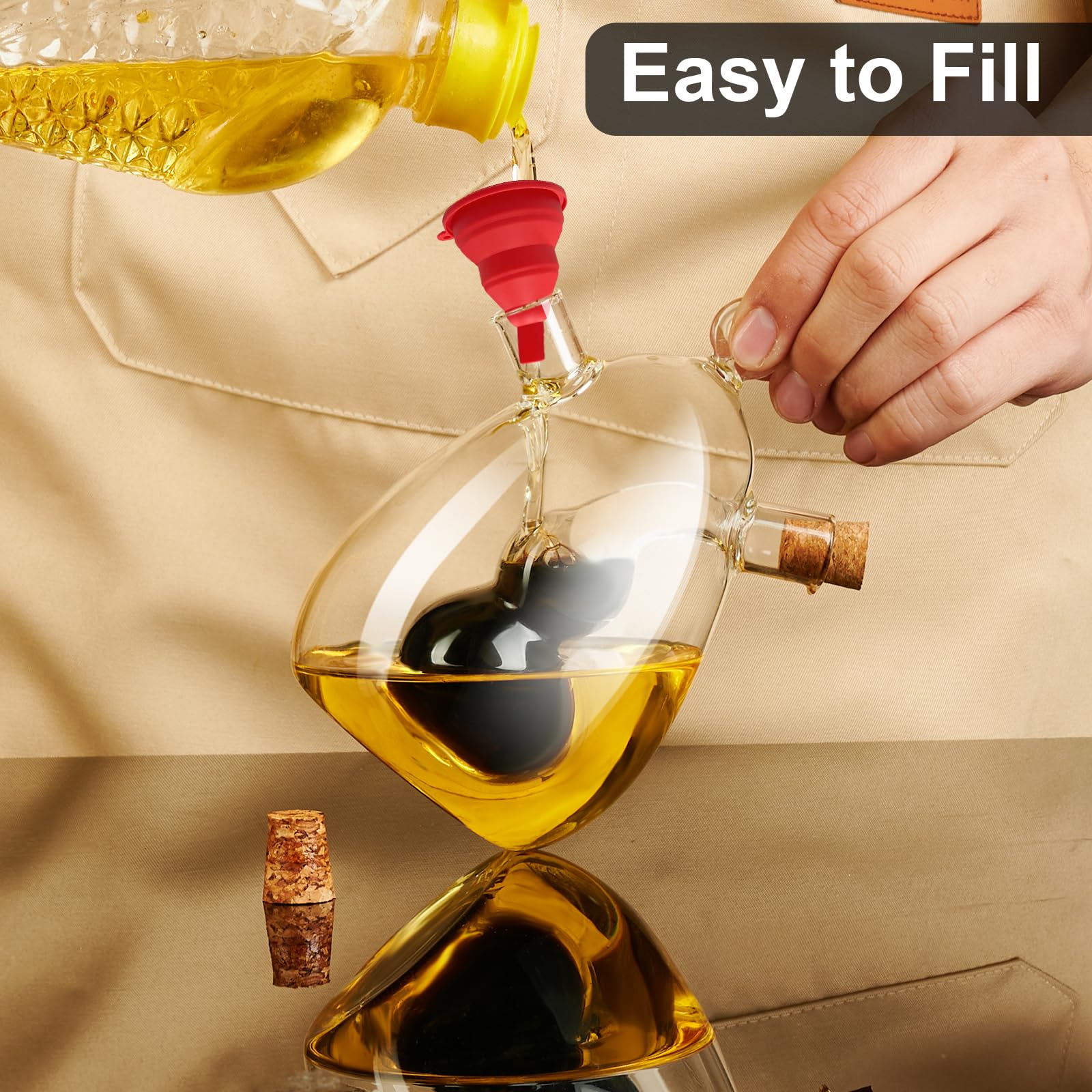 2 in 1 Olive Oil and Vinegar Dispenser Cruet Bottles