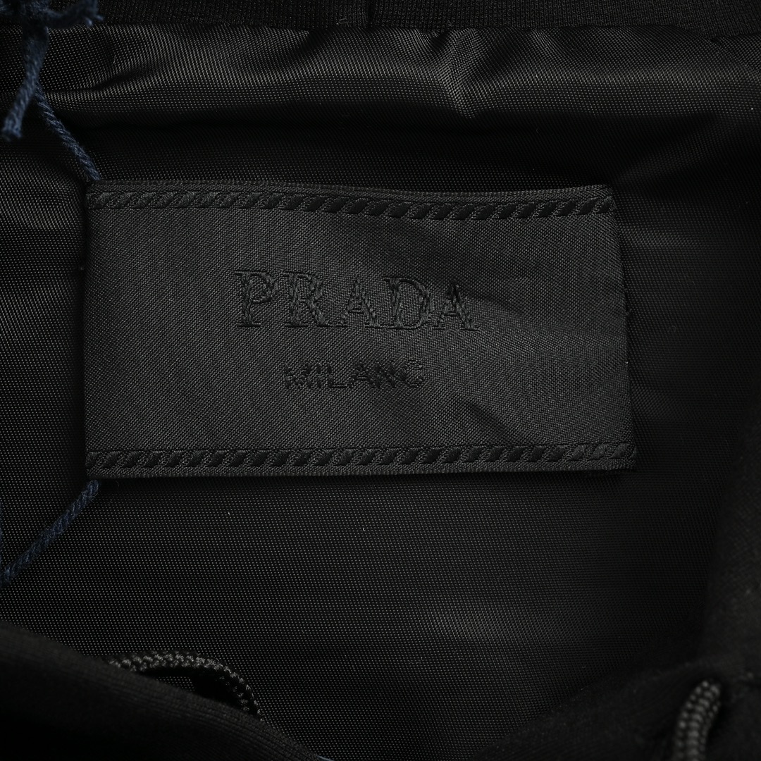 Prada 24Fw collar triangle nylon pocket hooded sweatshirt