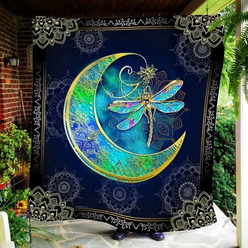 Dragonfly Moon Quilt Blanket Block