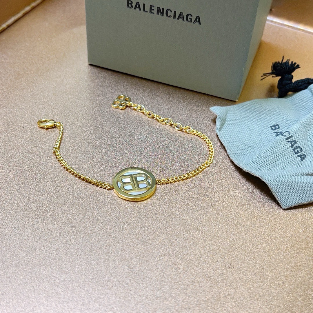 Balenciaga BB Round Gold Bracelet
