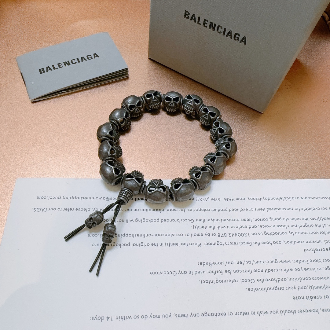 Balenciaga Thai Silver Skull Bracelet