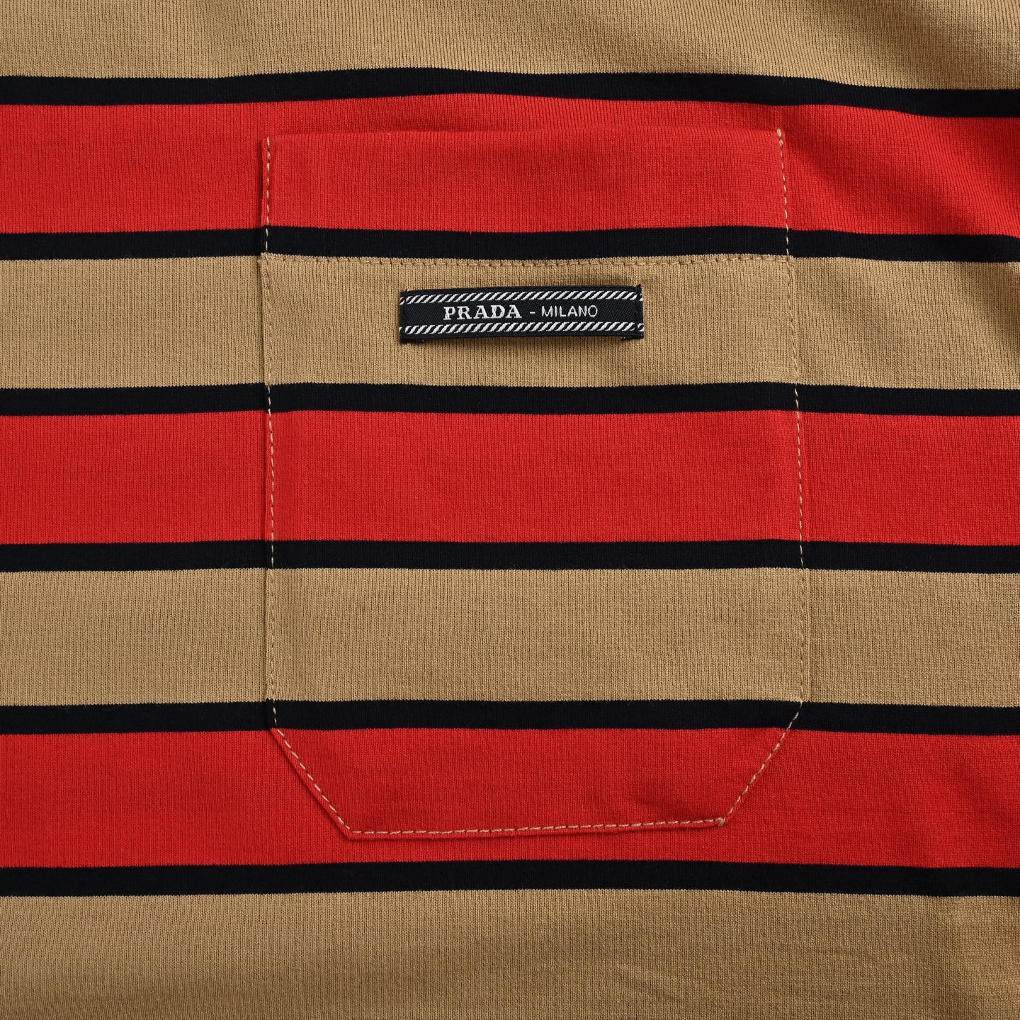 Prada Letter patch embroidered striped contrast short sleeves