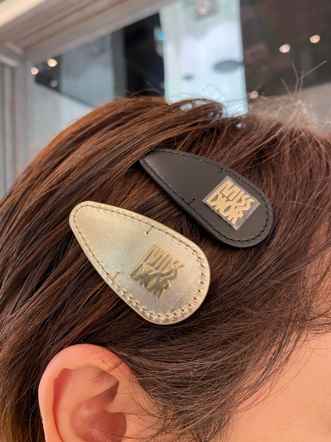 Dior calfskin hair clip