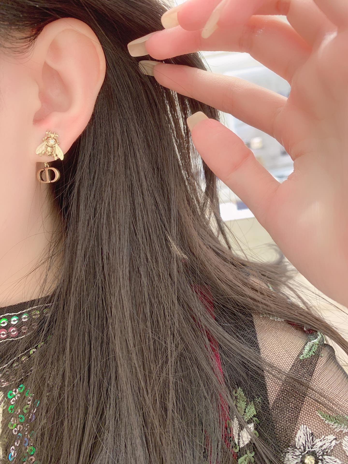 Dior Bee Letter Earrings