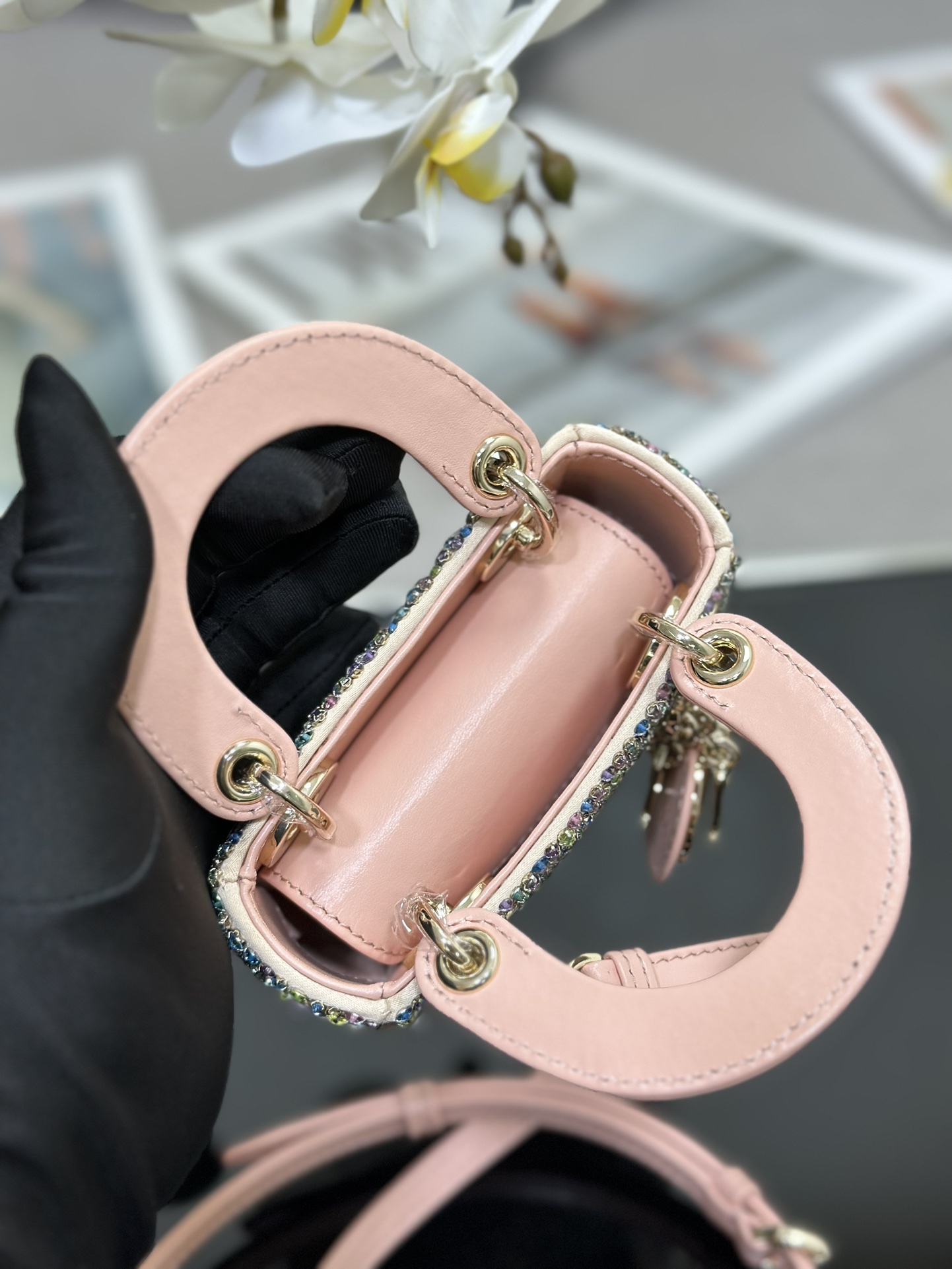 Dior Super Mini Embroidered Colorful Beads Diamond Princess Diana Bag S0856