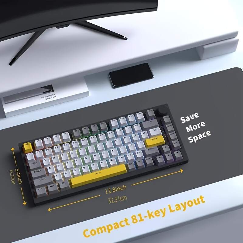 A.JAZZ X Attack Shark AK820 - 75% TKL Wired Mechanical Gaming Keyboard - Hot Swap, Upgraded Washer, RGB Backlight, NKRO, Ergonomic Moon for Switch for PC/Win, Pad