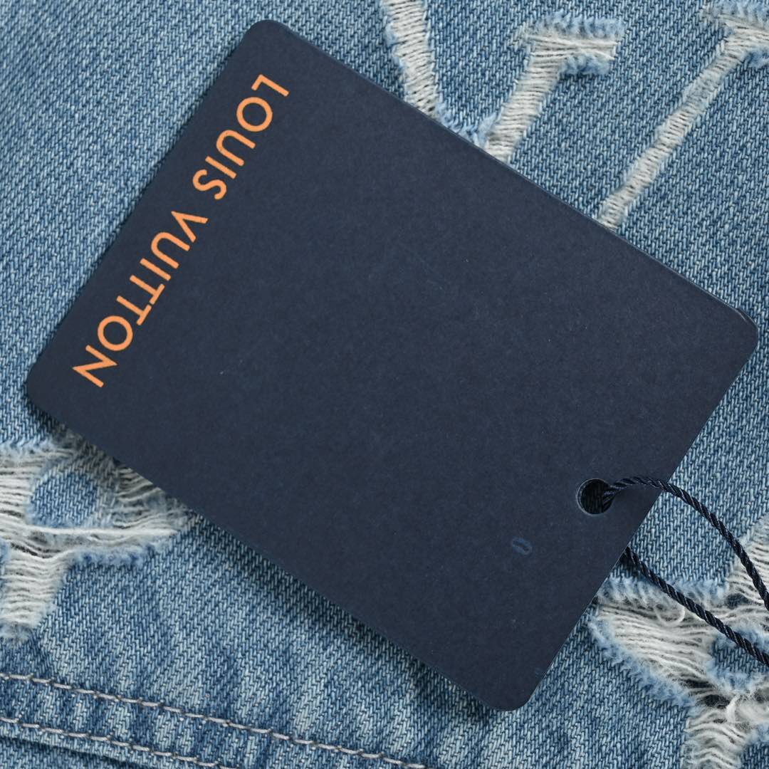 Louis Vuitton 24Fw washed monogram ripped denim jacket