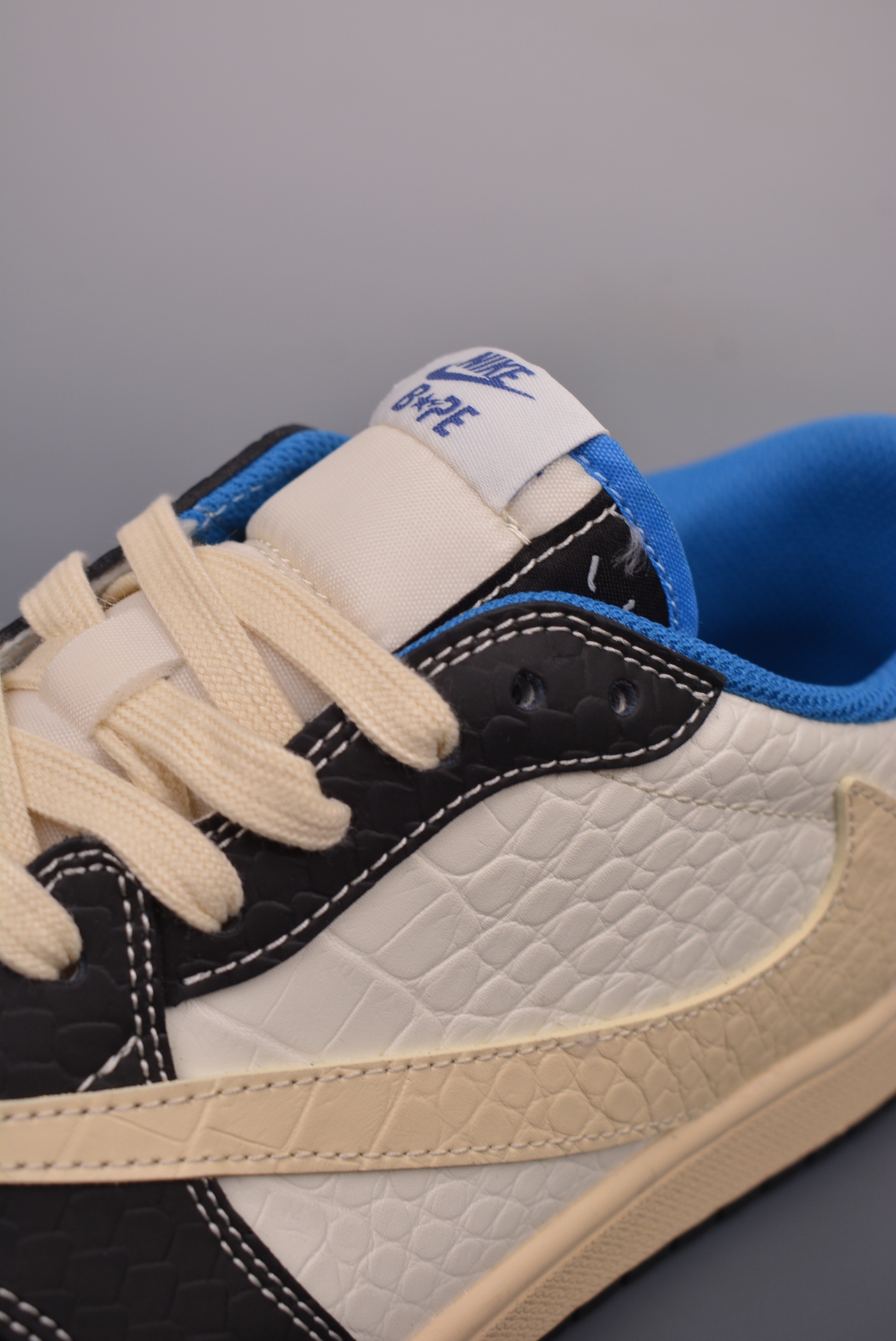 BAPE x Travis Scott x Nike Air Jordan 1 Low OG SP White Black Blue XZ2828-001