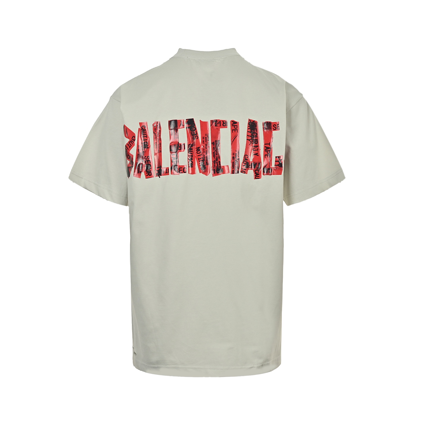 Balenciaga 25ss red tape print short-sleeve shirt