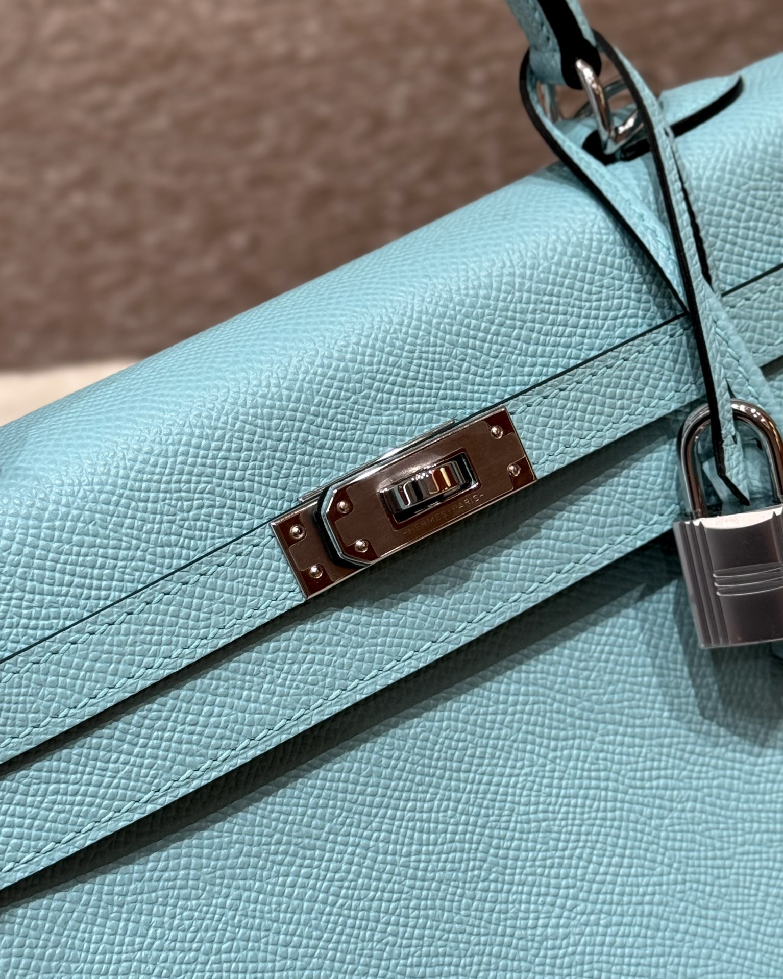Hermes Kelly 3P Blue atoll handbag (handmade to order)