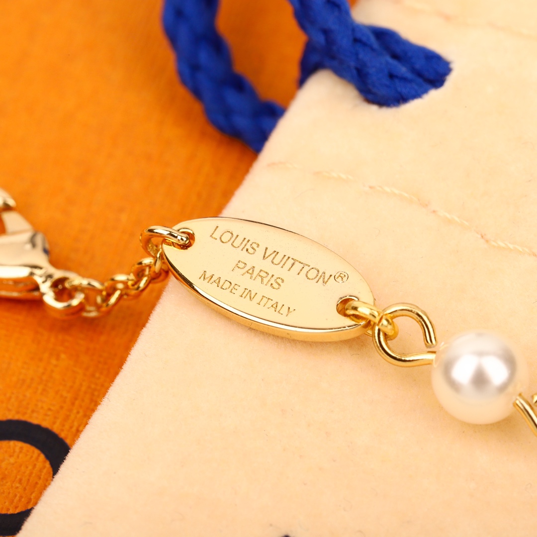 Louis Vuitton Gold Flower Pearl Bracelet
