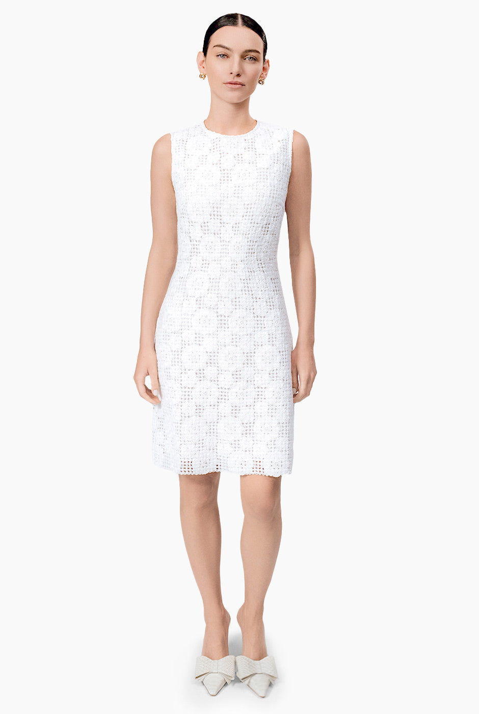 Vestido corto tejido blanco