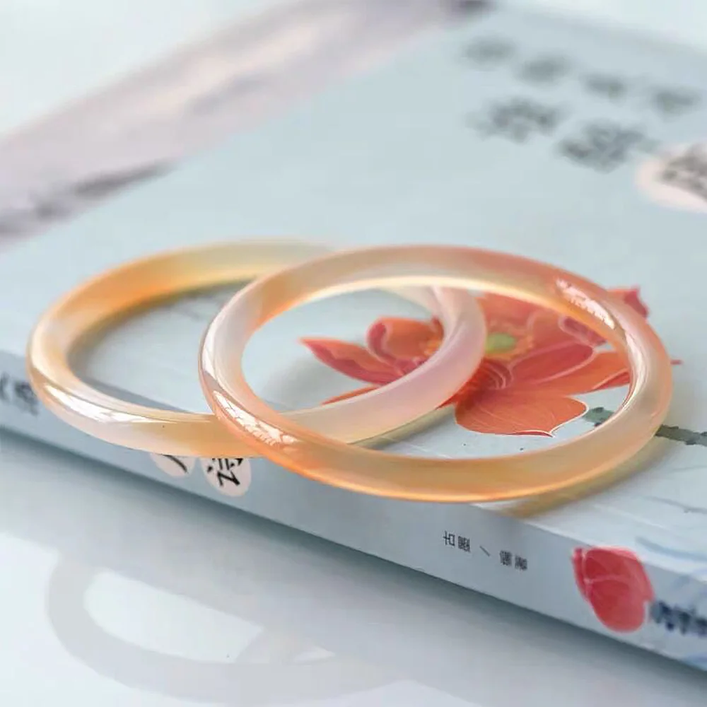 Luxury Bracelet Women Charm Jadeite Natural Agate Stone Round Bangle Fine Jade Jewelry Fashion Accessories Gifts For Girlfriends