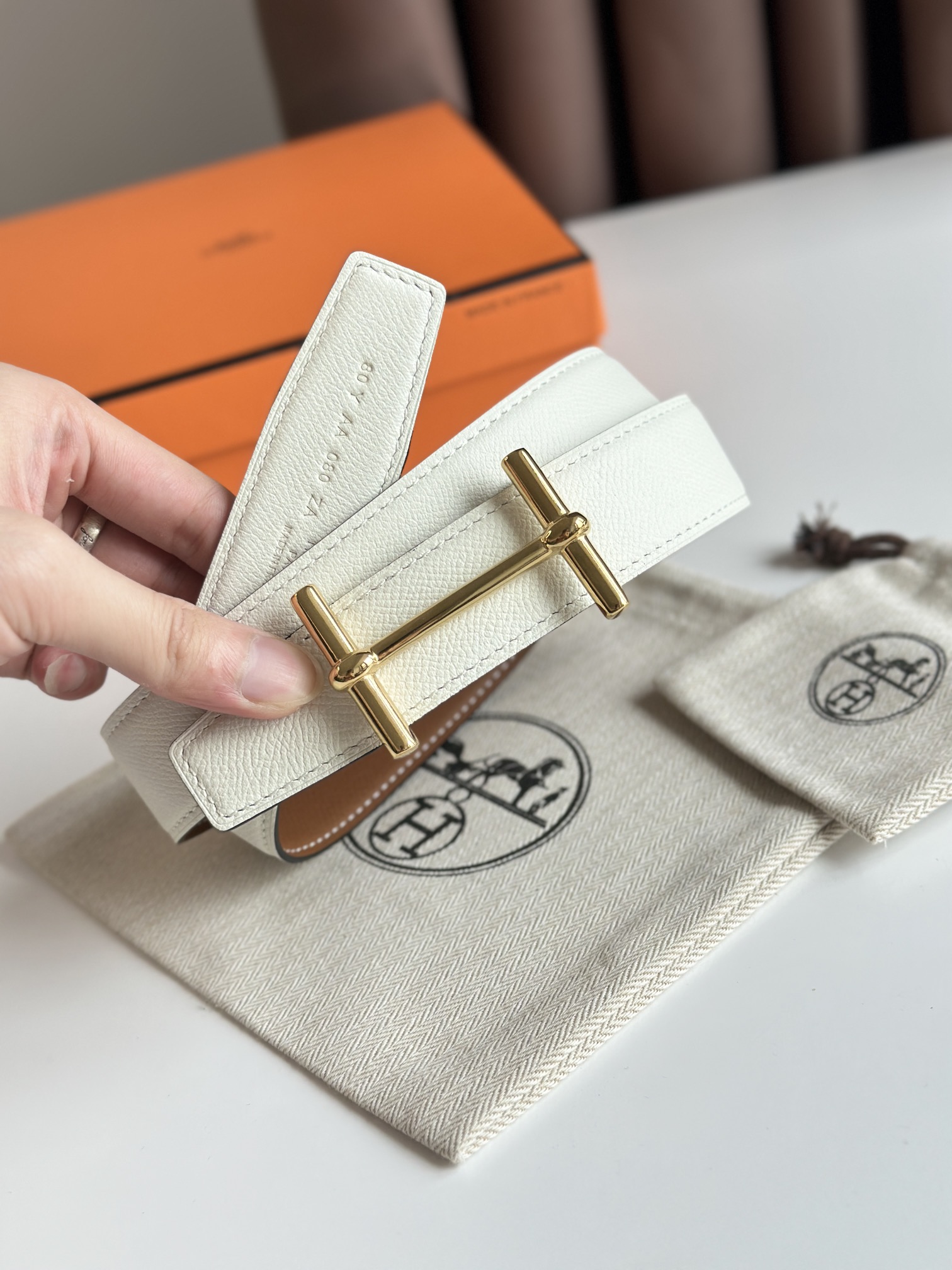 Hermès new double-faced calfskin belt width 3.2CM