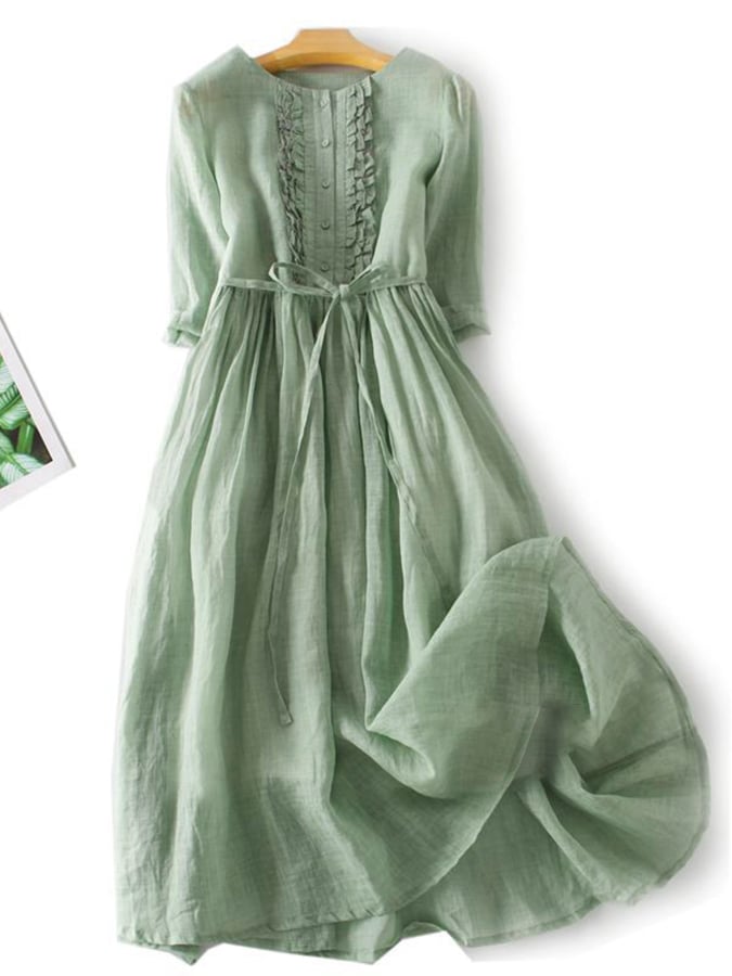 Women's Solid Color Ruffle Casual Dress