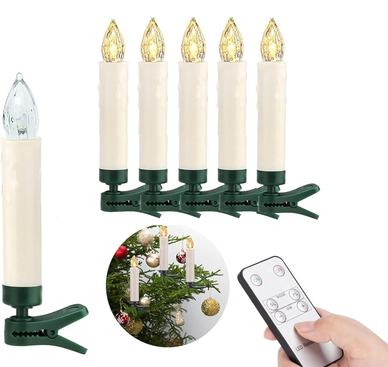 🎄Early Christmas Sale - 50% OFF🔥6 PCS Christmas Tree Flameless Candles With Clips