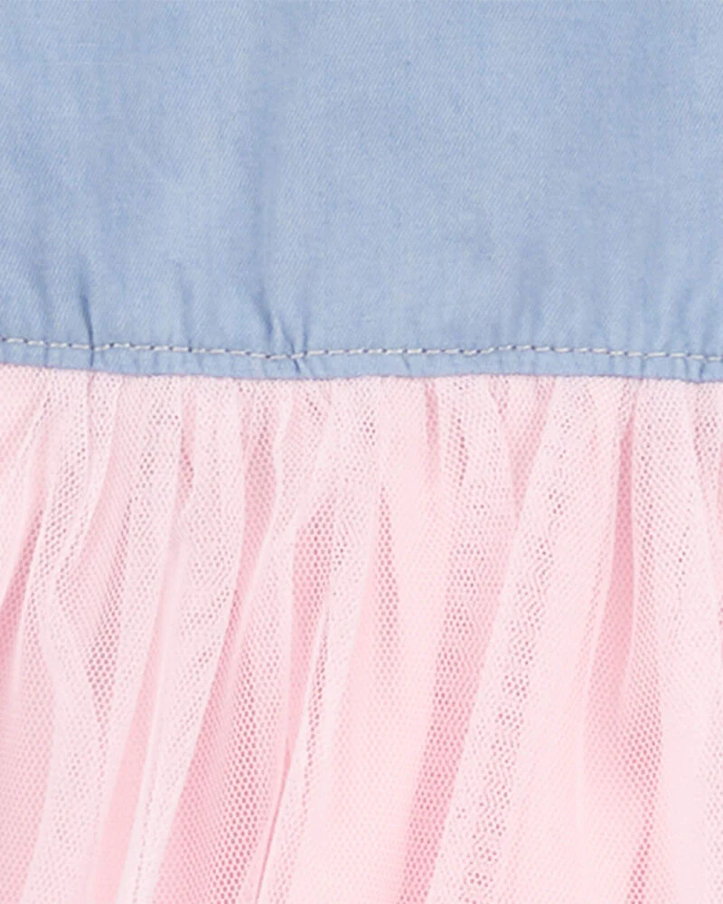 Oshkosh Mixed Fabric Denim Dress