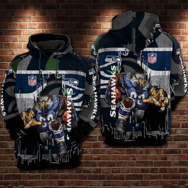 SEATTLE SEAHAWKS 3D HOODIE SKULL108