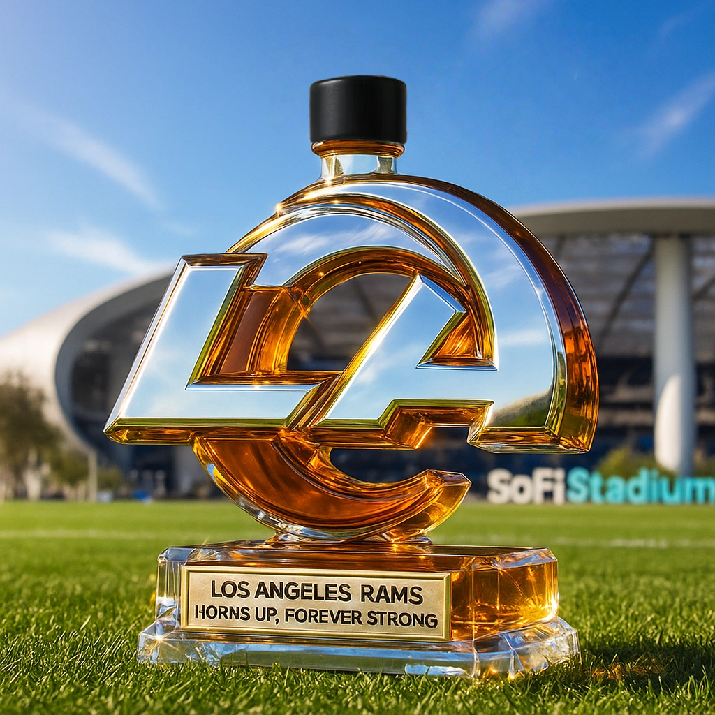 Rams commemorative whiskey bottle