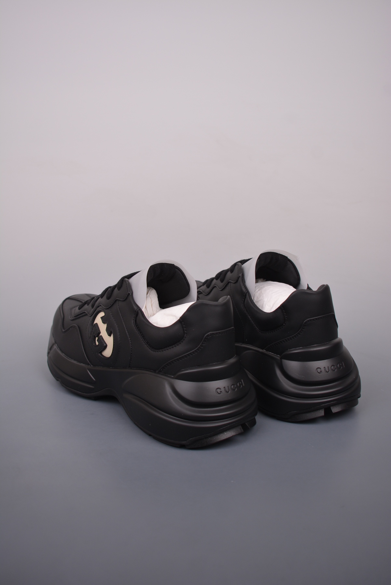 Gucci Leather Black and White Double G Hollow