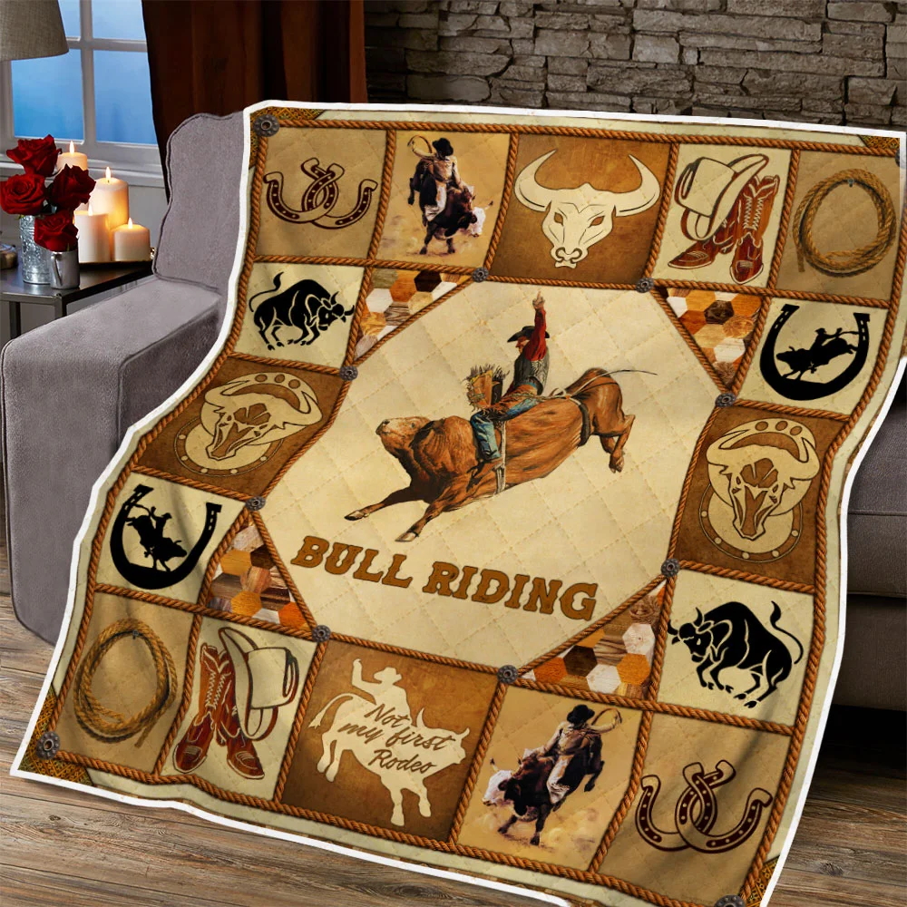 Bull Riding Quilt Blanket