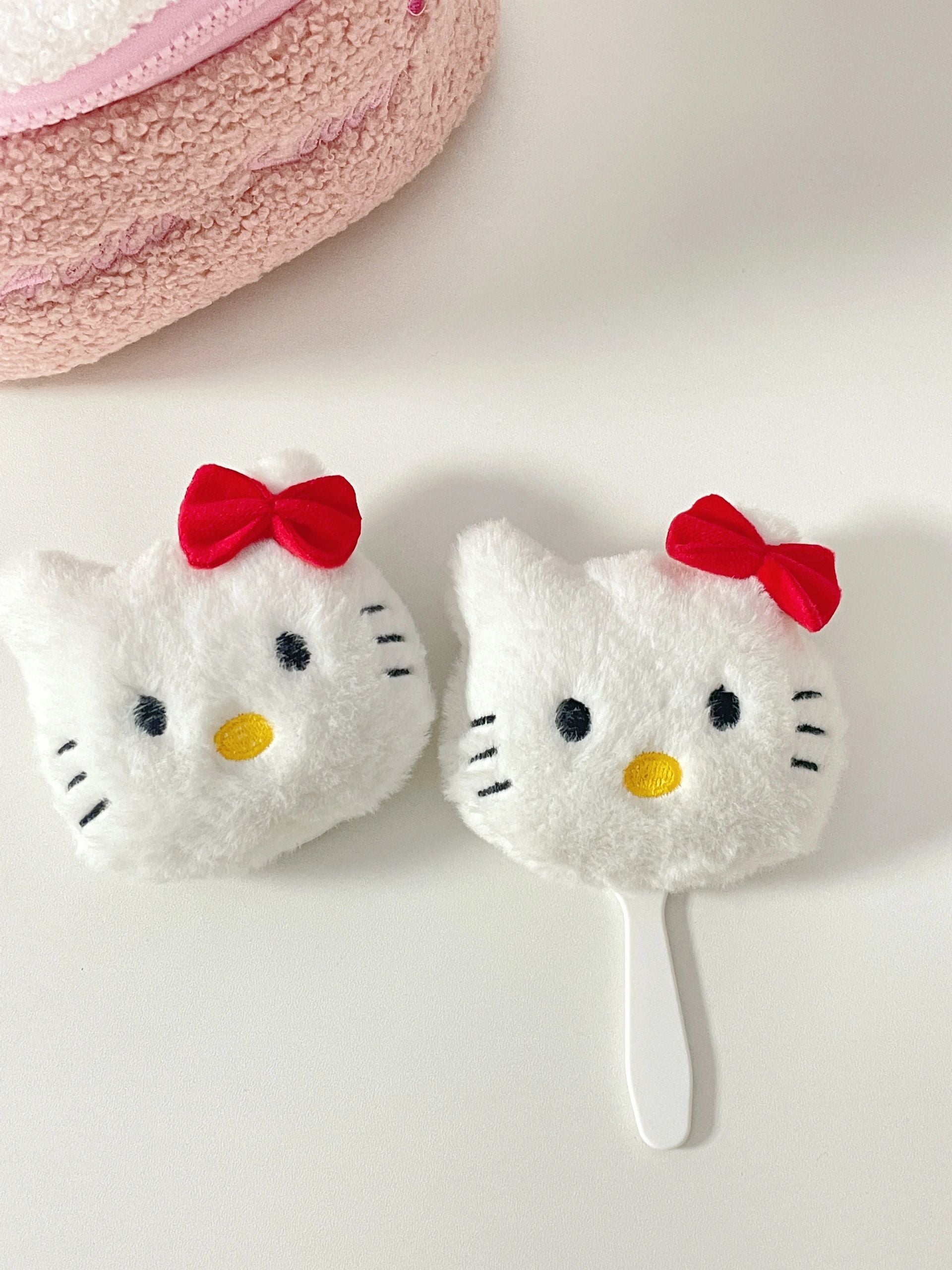Hellokitty Plush Handheld Mirror, Small Cute Hand Held Mirrors for Girls Makeup travel Personal Cosmetic Mirror 2Pcs