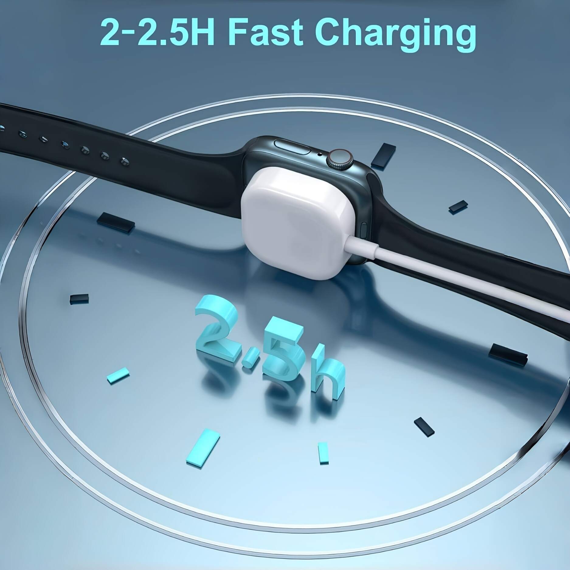 Magnetic Wireless Charger for Apple Watch - Fast Charging USB Cable, Compact and Efficient, Compatible with iWatch Series Ultra, SE, 1-10 - Sleek White Portable Design