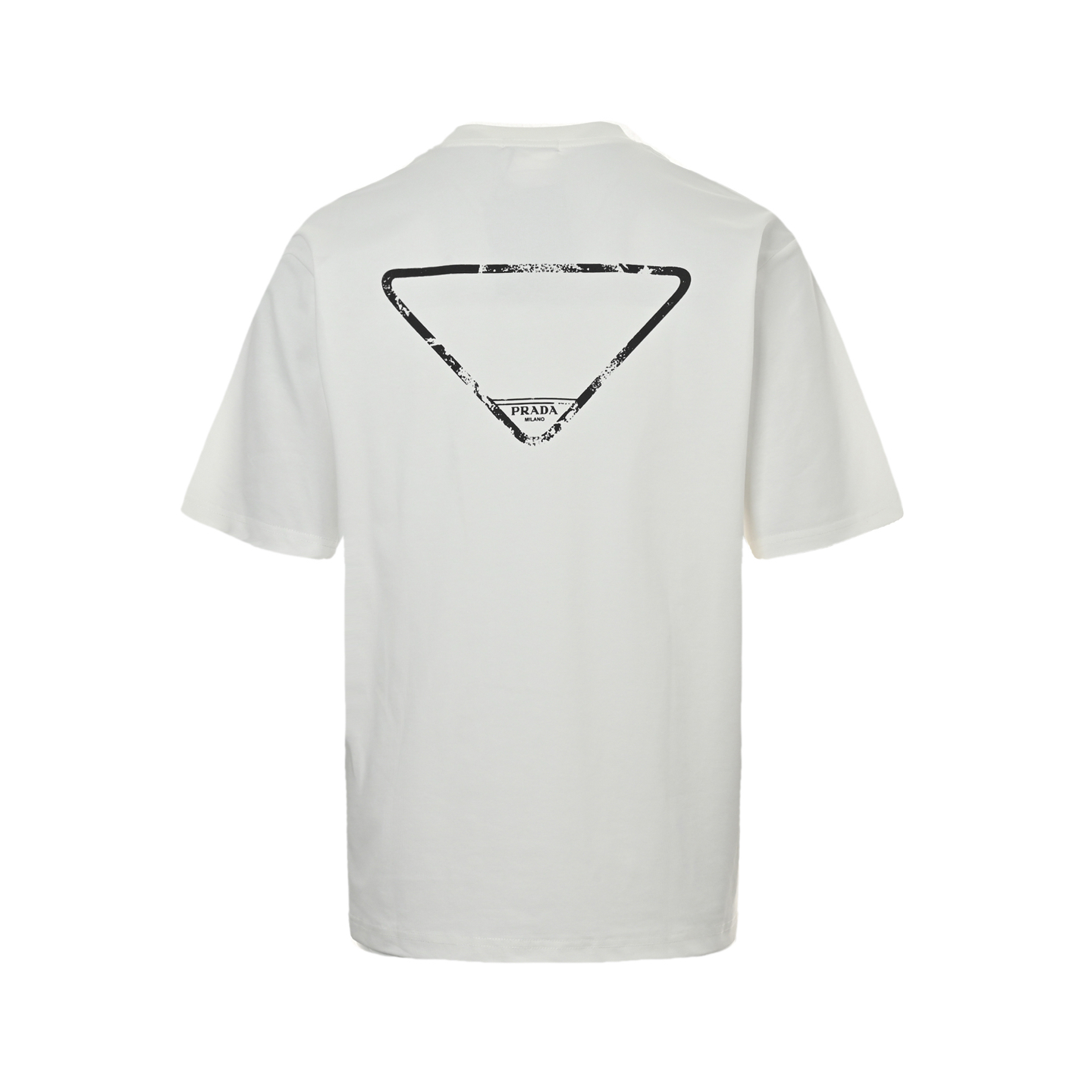 Prada 25ss embroidered letters back splashed triangle logo short sleeves