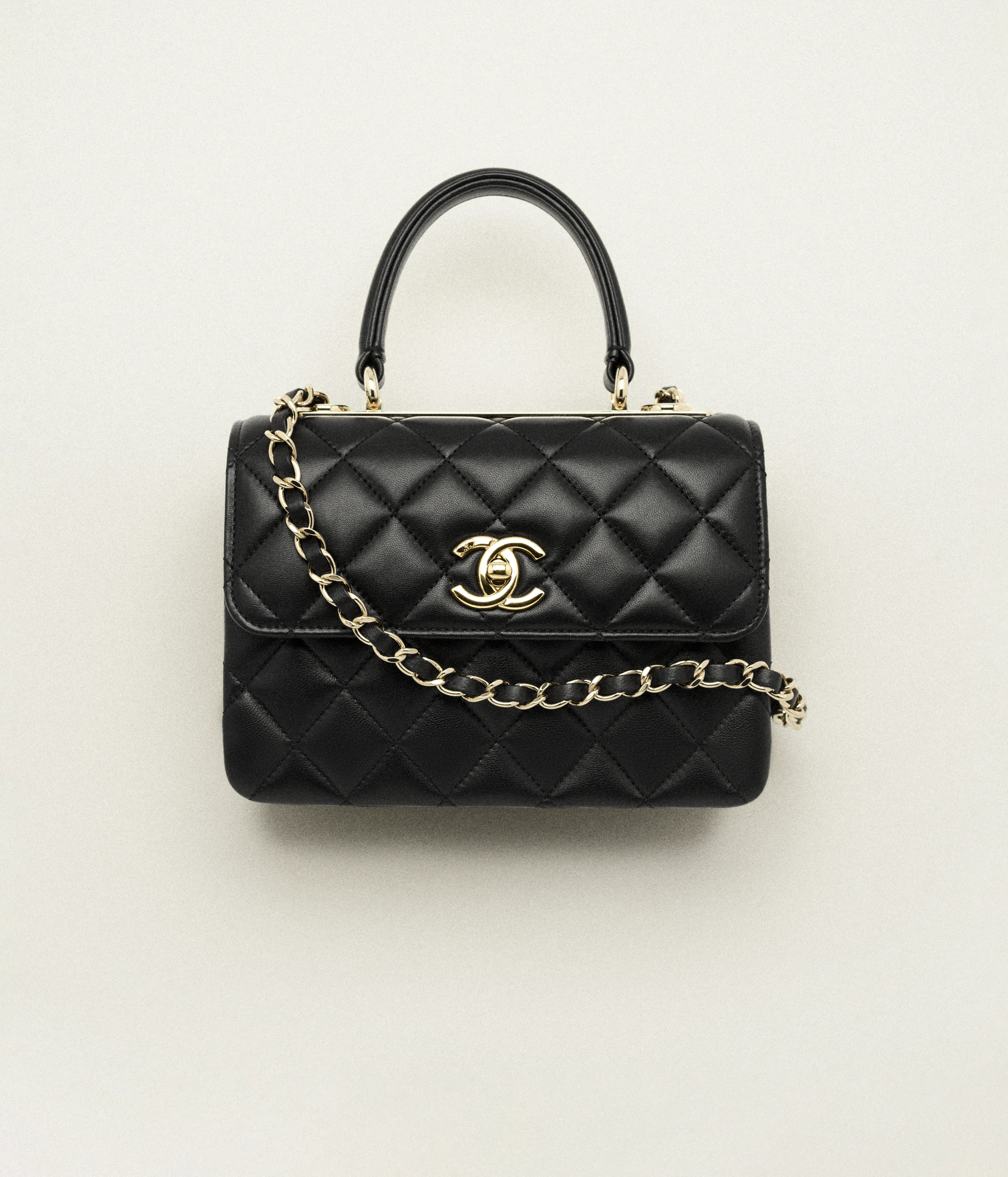 Chanel Mini Flap Bag with Top Handle Lambskin & Gold-Tone Metal Black AS4654-Y60767-94305