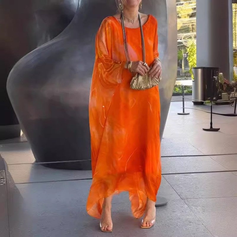 🔥Last day for 49% off🔥Elegant Chiffon Marbleized Print Dress