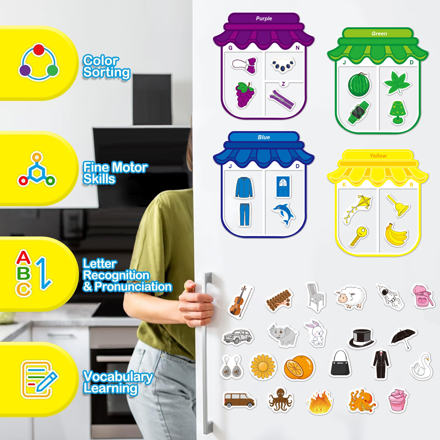 11 Pieces Color Recognition Magnetic Sorting Set