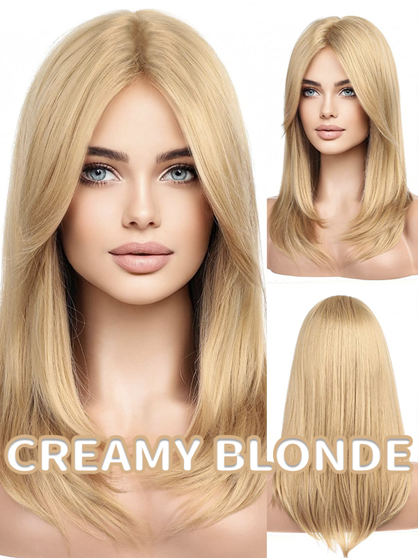 Layer Blended Curtain Bangs Wig
