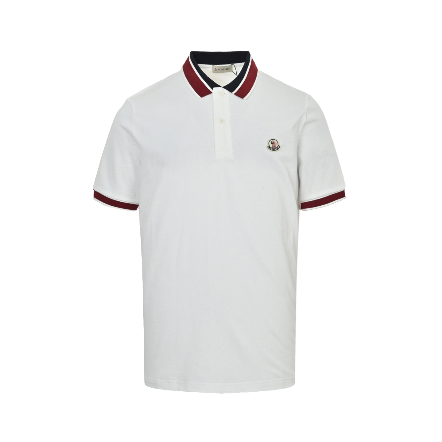 Moncler 25ss red collar embroidered logo polo short sleeve
