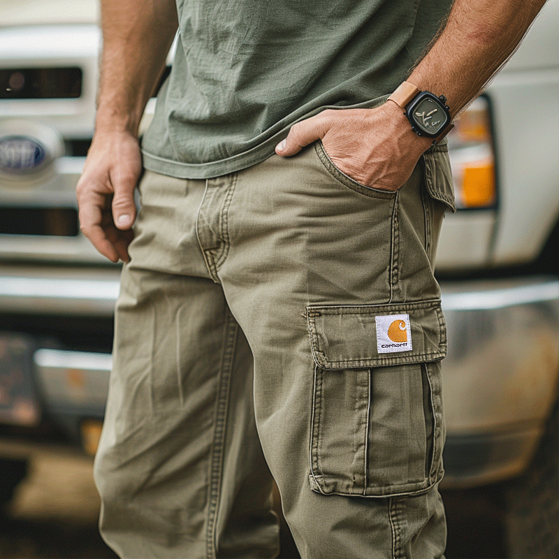 Vintage Cargo Pants with Multi-Pocket Design for Outdoor Adventures