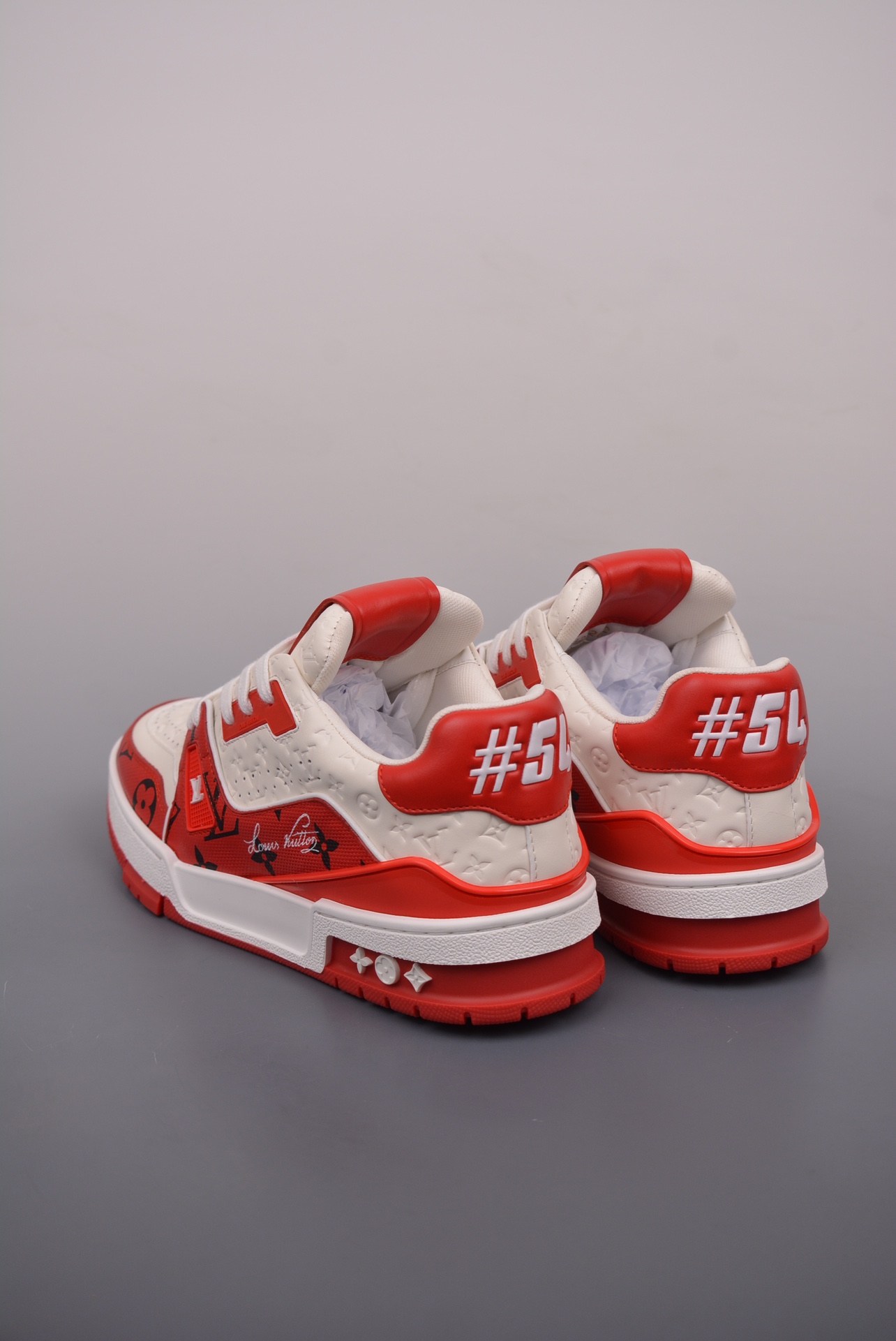 Louis Vuitton Trainer Sneaker Low Red and White Signature Edition 1ABOJX