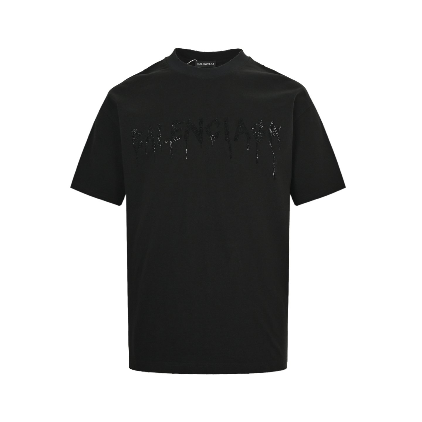 Balenciaga 25ss Dissolved Double B Letters Rhinestone Short Sleeve