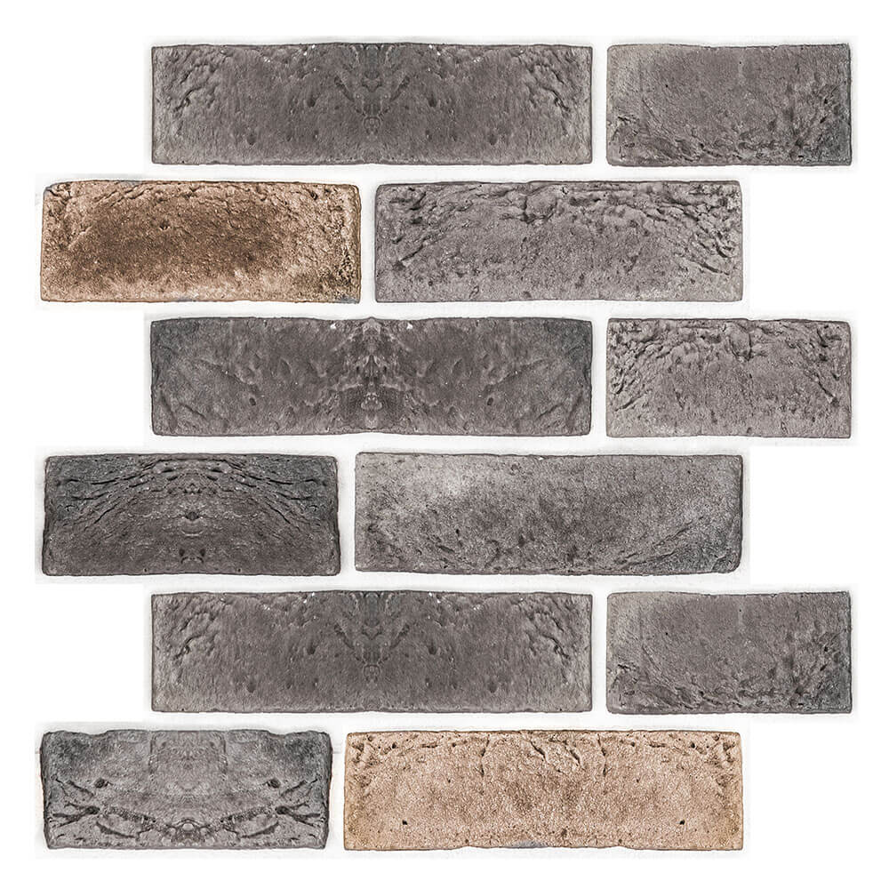 3D Dark Gray Brick Peel and Stick Wall Tile