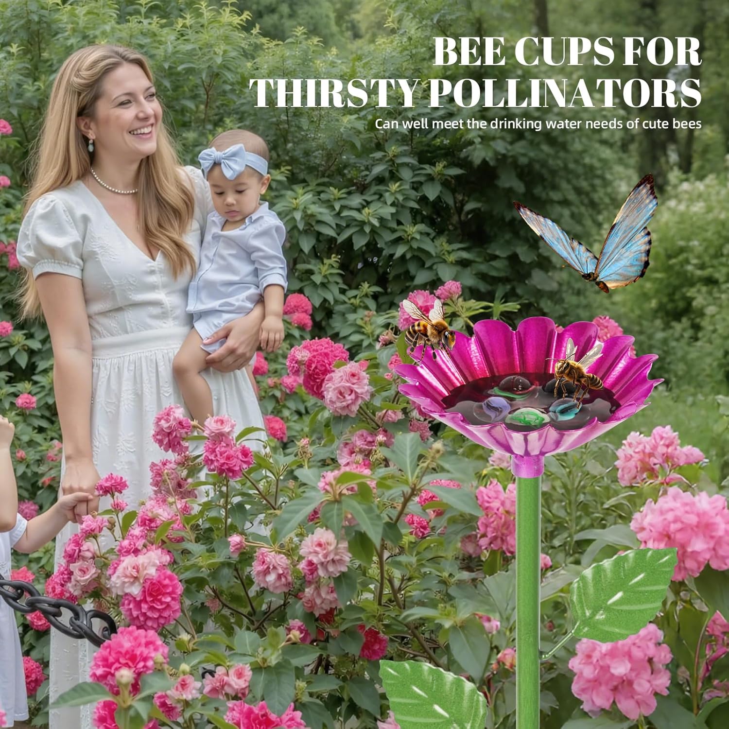 🔥ON SALE 59% OFF🔥Bee Butterfly Hummingbird Watering Station Colorful Flower Design Water Feeder