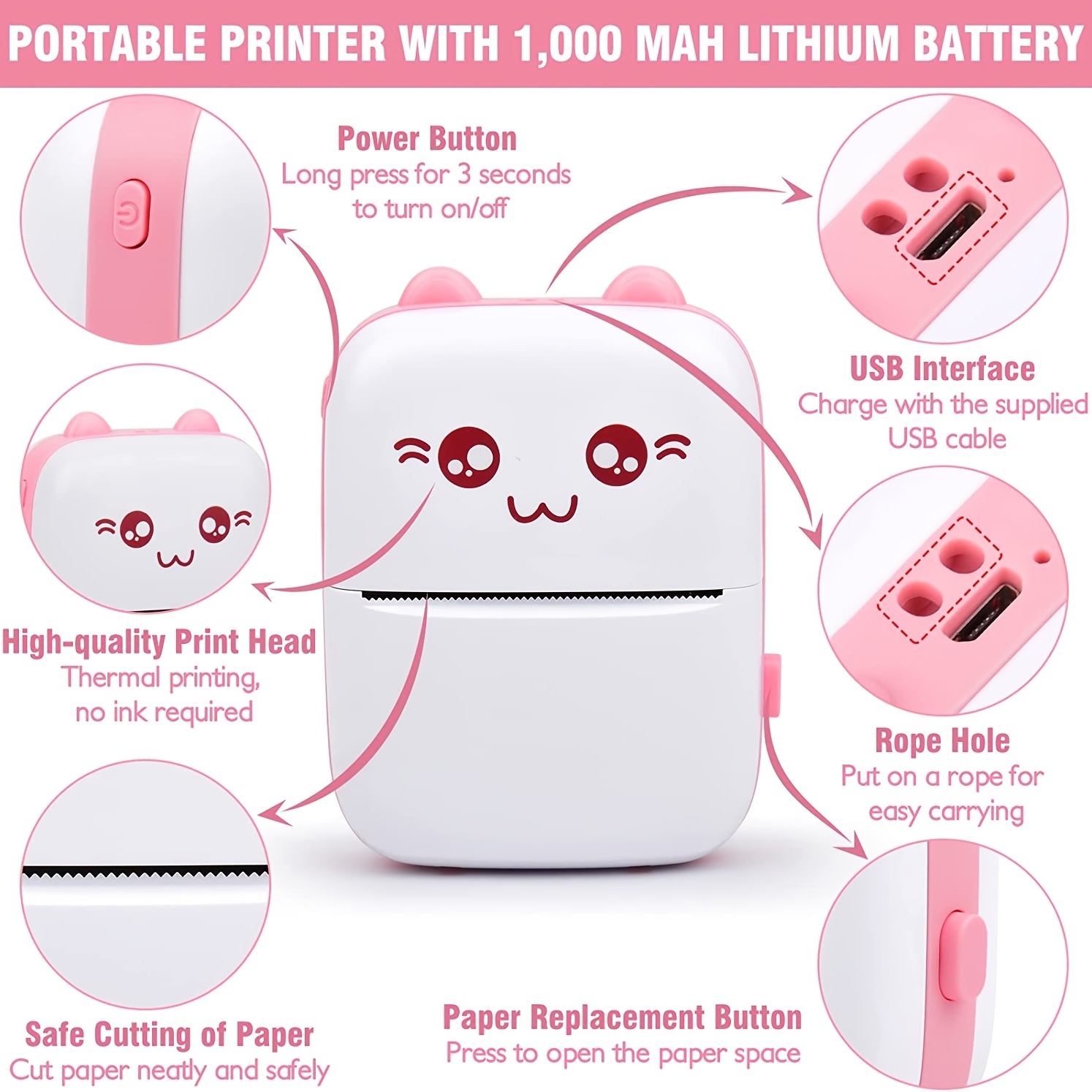 Portable Printer, Mini Pocket Wireless Thermal Printers