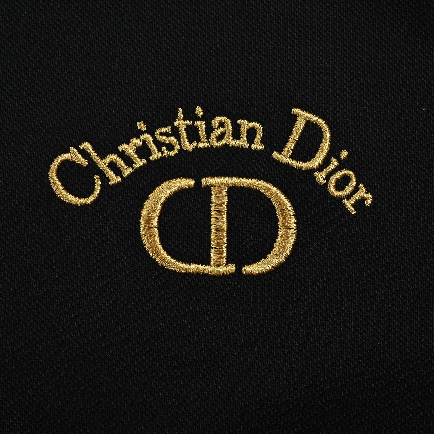 Dior 25ss CD gold thread embroidered letters Polo short sleeve