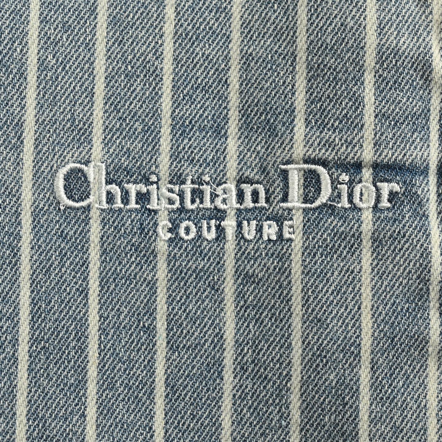 Dior 25ss embroidered lettering striped washed denim shorts