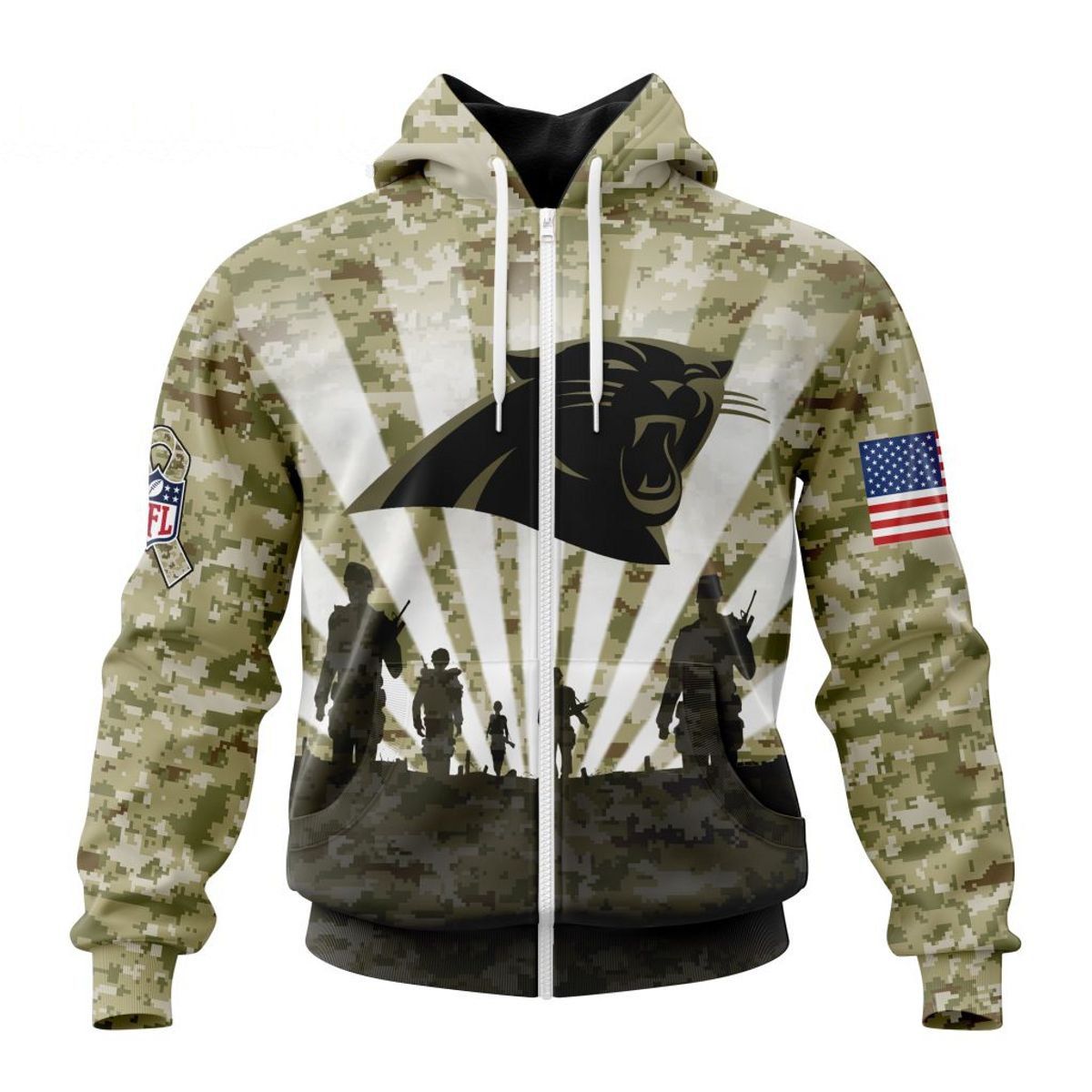 CAROLINA PANTHERS 3D HOODIE HONOR VETERANS