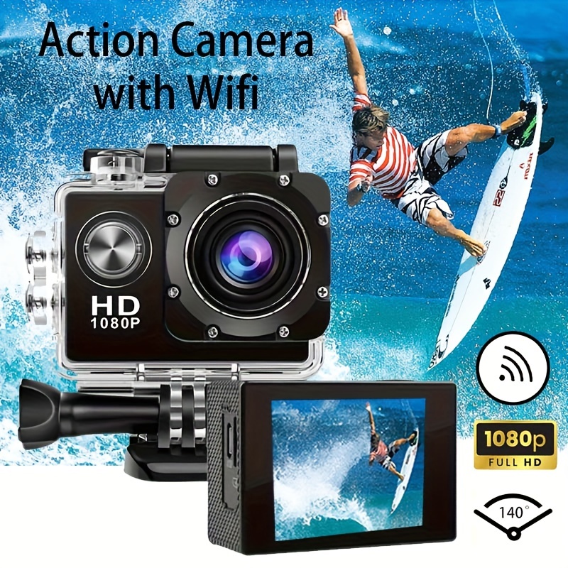 Action Camera (Built In 900 MA Battery) Action Camera Ultra HD Underwater Camera 140 Degree Wide-angle Lens 1181.1 Inch Waterproof Action Camera WIFI Camera For Thanksgiving Christmas (two Options: With Card And Without Card)