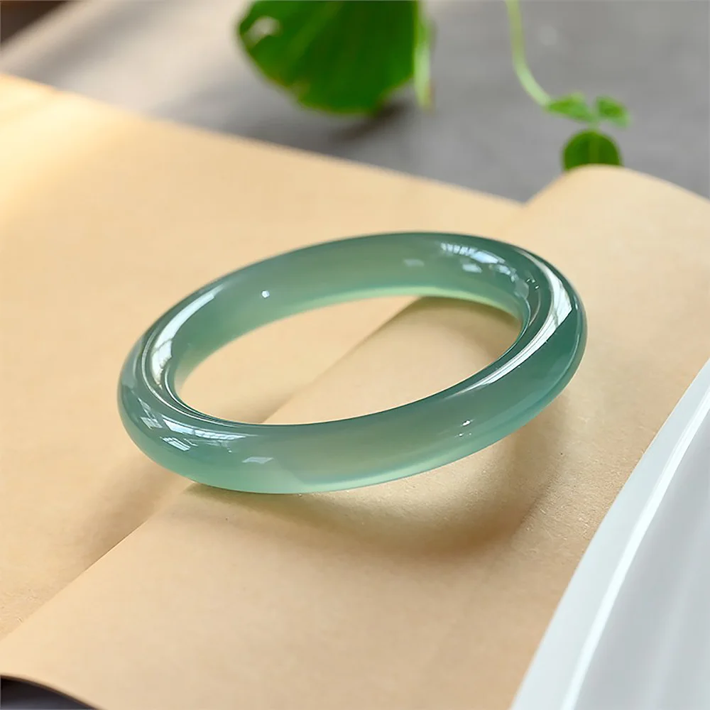 Natural Ice Jade Bracelet For Women Elegant Fine Jewelry Round Chalcedony Agate Bangle Fashion Accessories Gifts Free Shipping