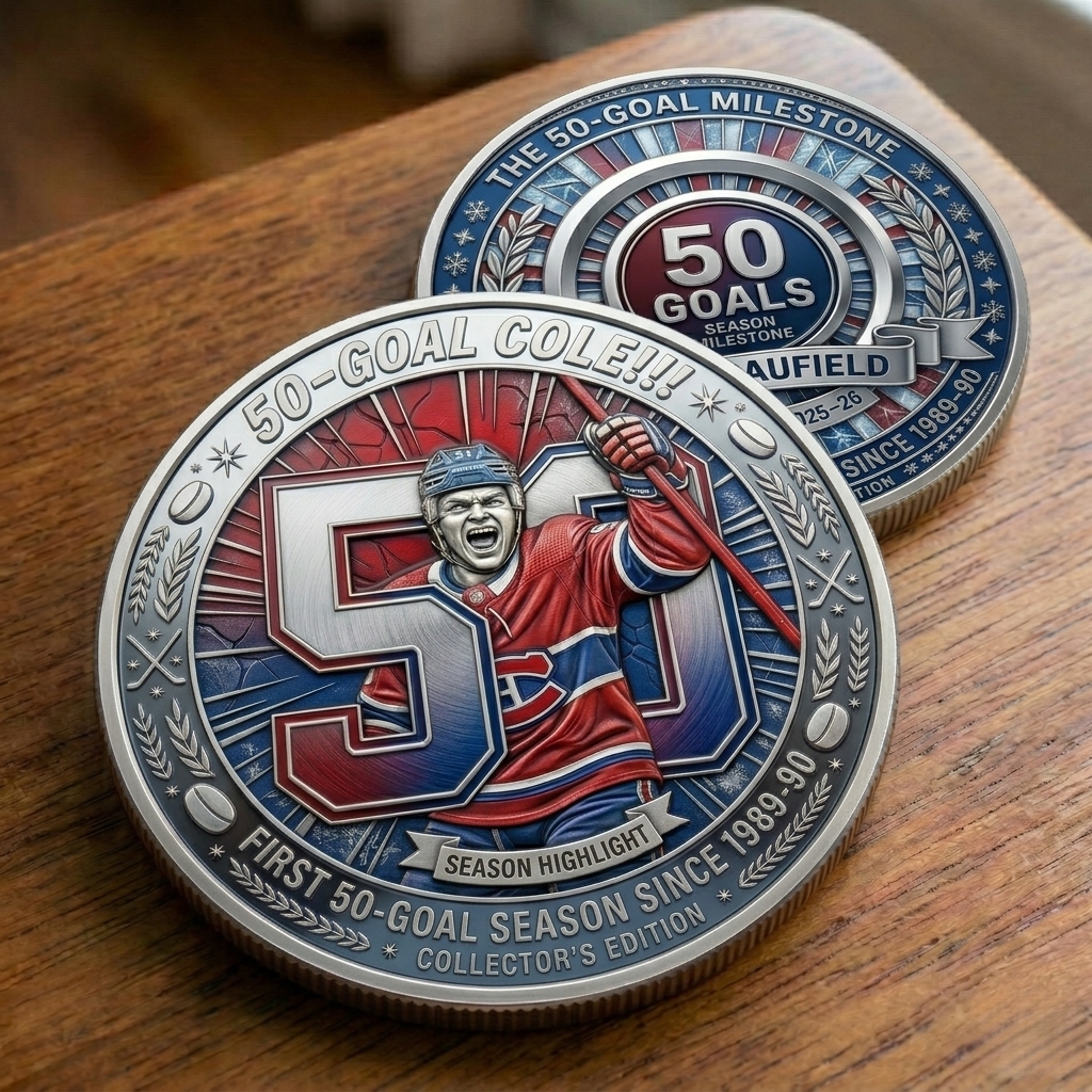 Cole Caufield’s 50-goal Commemorative Coin