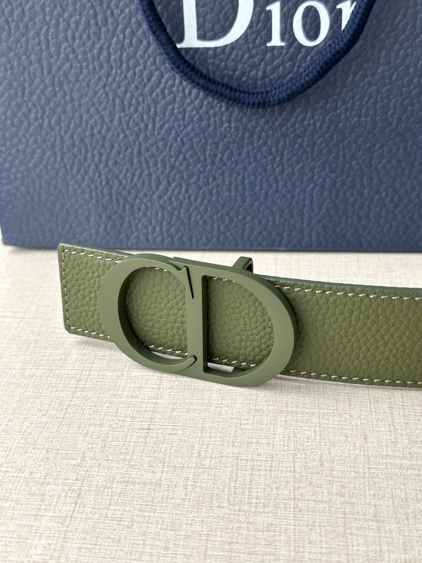 Dior embossed top layer leather belt 3.5CM wide