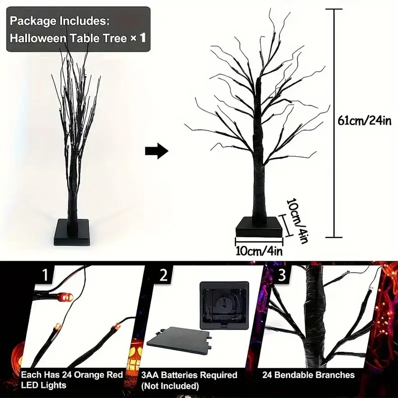 👻🎃 2-Pack Halloween Tree Lights – 24