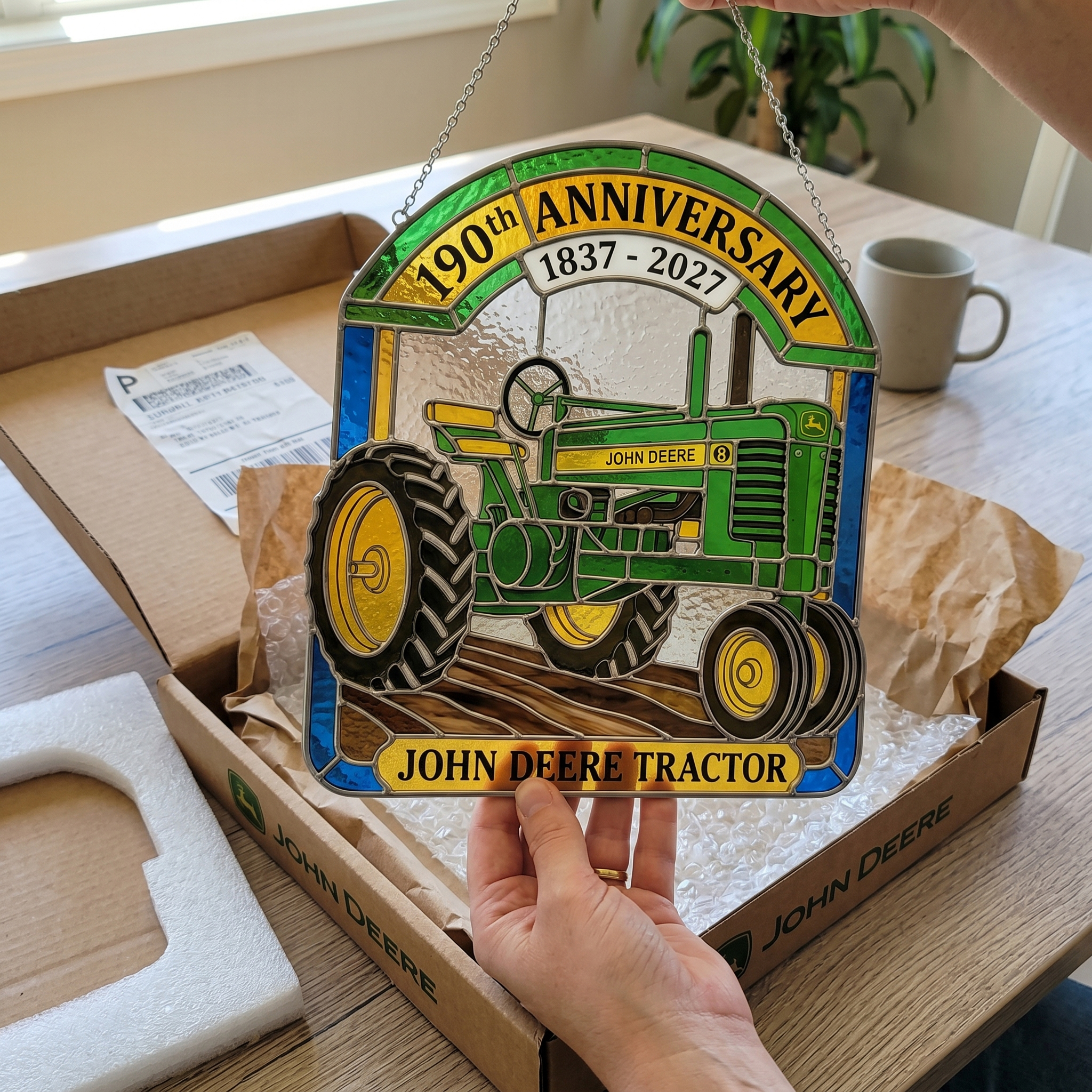 john Deere 190th anniversary Stained Glass Suncatcher