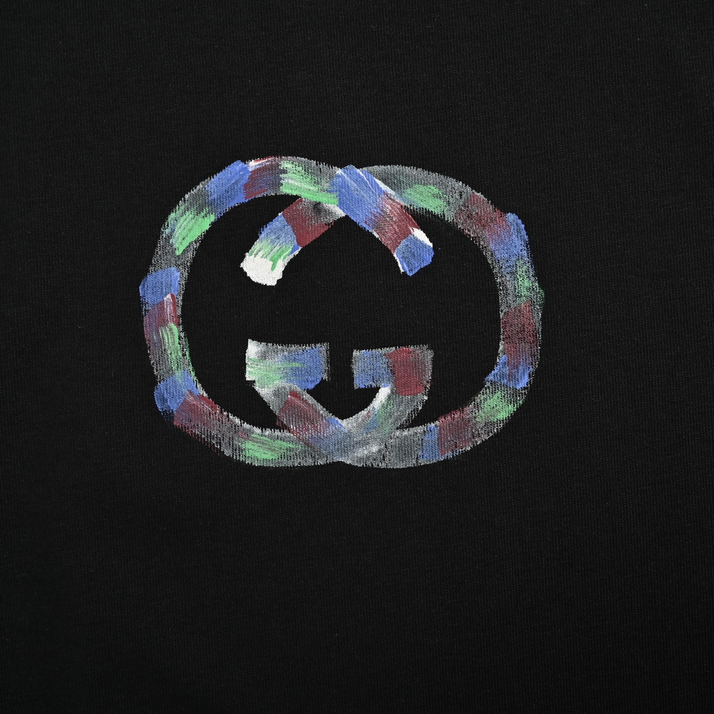 Gucci 25ss graffiti hand-painted double G print short sleeve