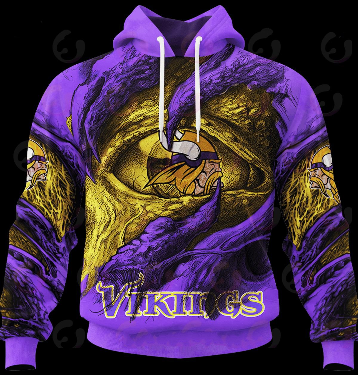MINNESOTA VIKINGS 3D HOODIE COMMANDERS DEMON EYES
